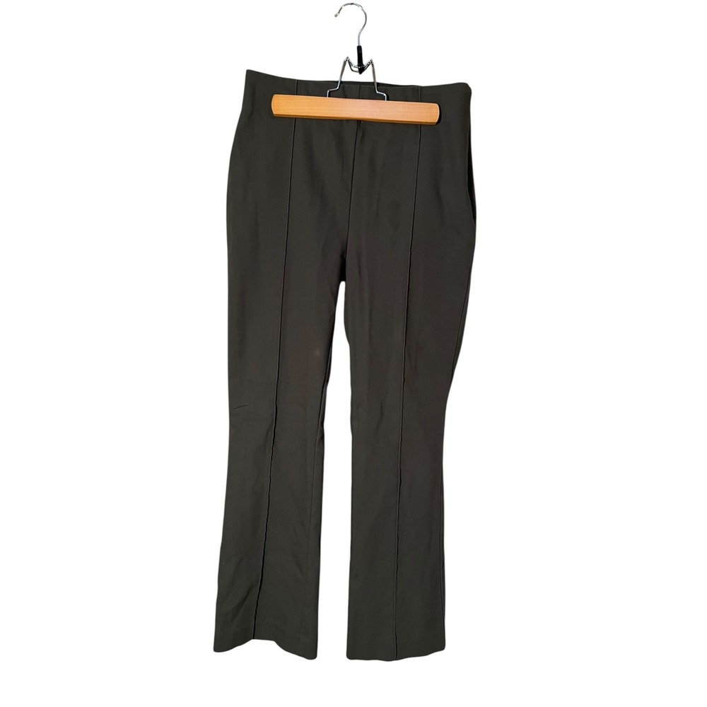 Loft Women's Size 2 High Waist Pull On Pant Raised Seam Zip Side Dark Gray Green